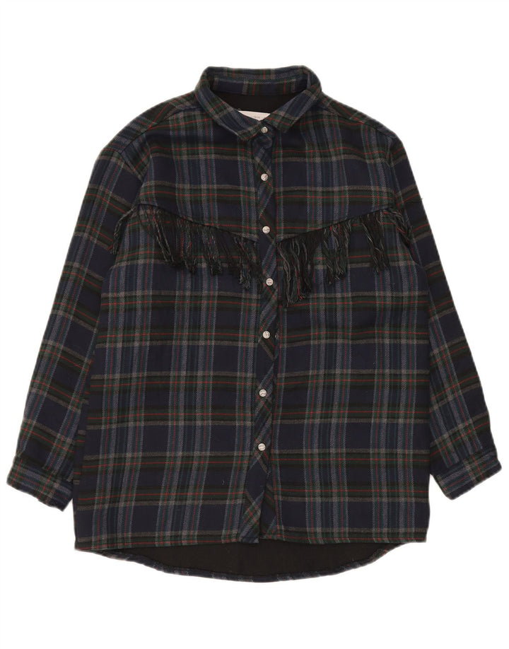 Zara Boys Overshirt Flanellskjorte 13-14 år Marineblå ternet polyester