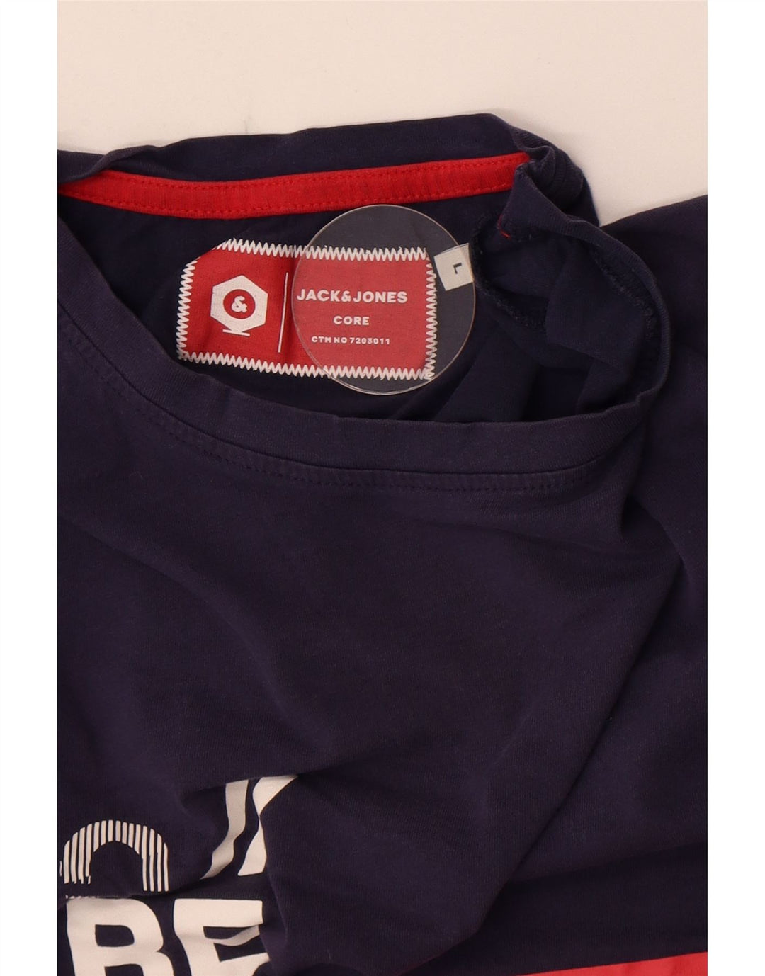 Jack & Jones Herre grafisk T-shirt Top Stor marineblå farveblok