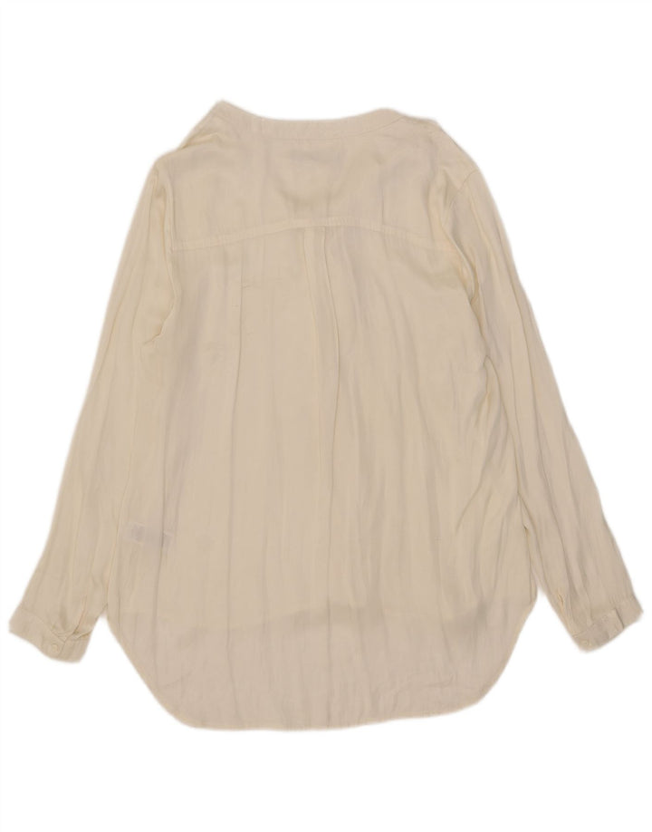 Marks & Spencer Dame Flæse Front Langærmet Bluse Top UK 18 XL Beige