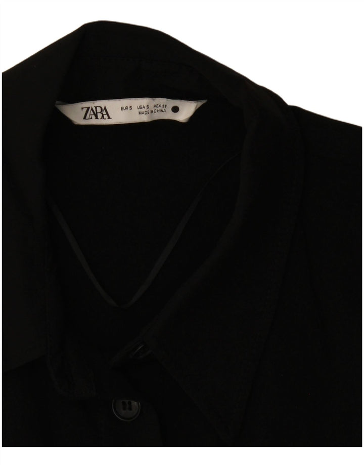 Zara Dame Maxi Shirt Dress UK 10 Small Black