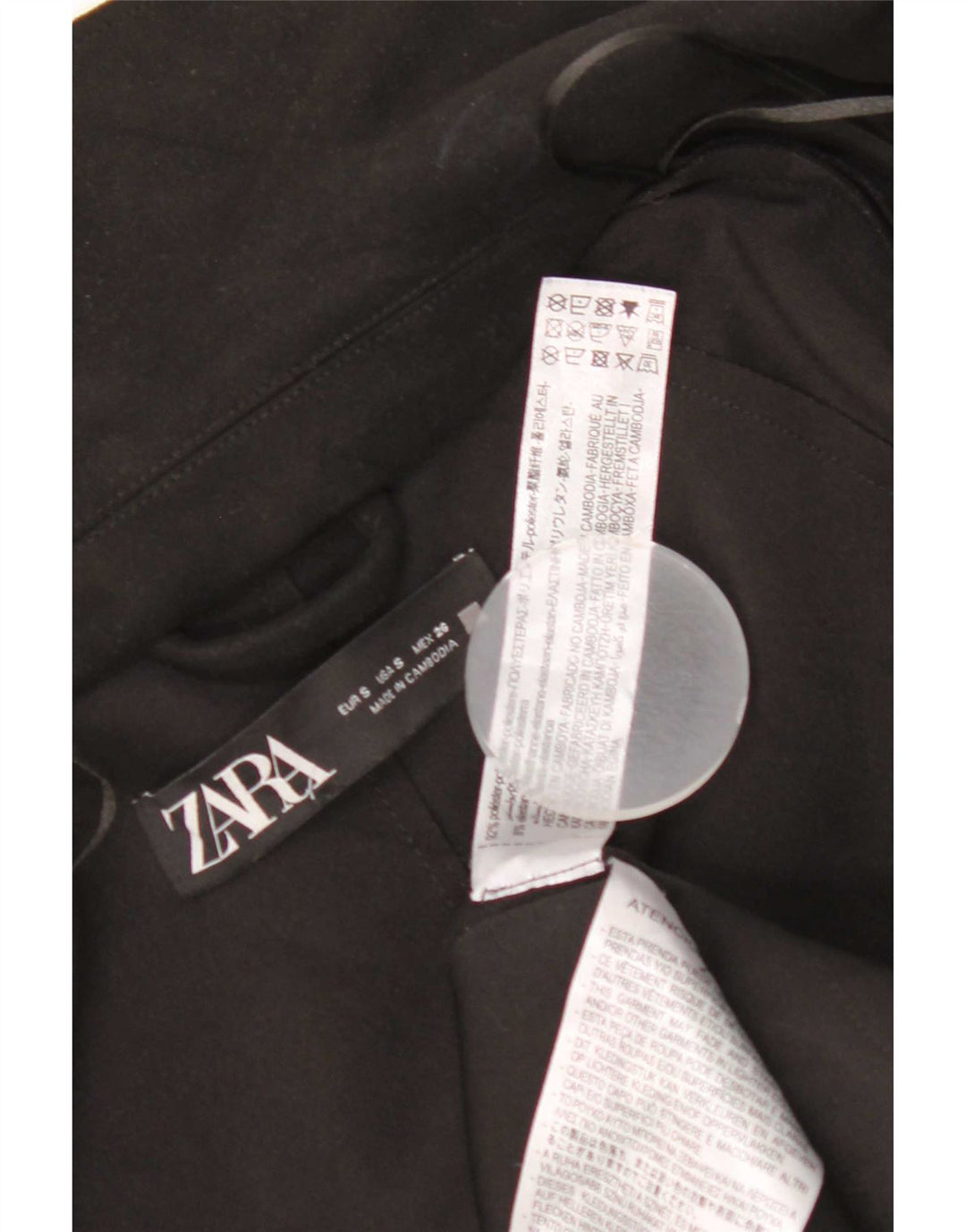 Zara Womens Open Oversized Overfrakke UK 10 Small Black Polyester Classic