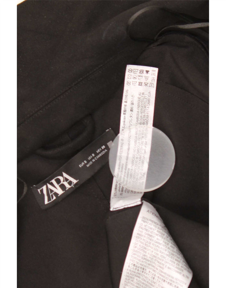 Zara Womens Open Oversized Overfrakke UK 10 Small Black Polyester Classic