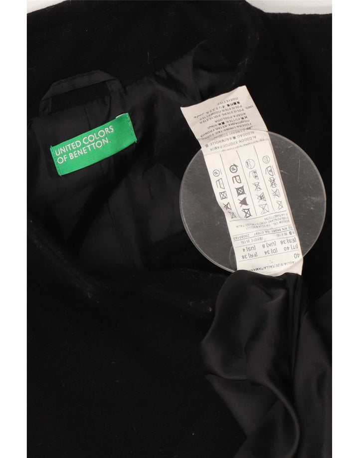 Benetton Dame Overfrakke UK 8 Small Black Wool