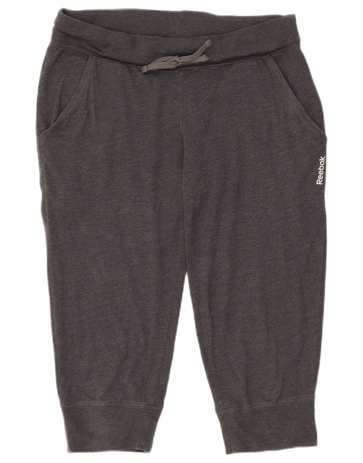 Reebok Dame Capri Træningsdragt Bukser Joggers UK 14 Medium Grey Bomuld