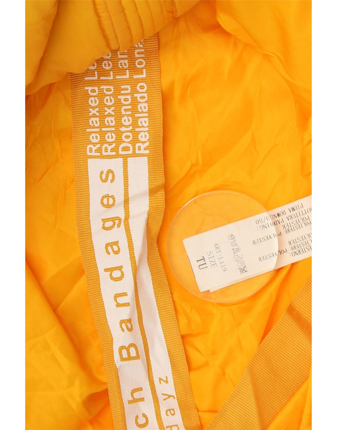 VINTAGE Womens Padded Jacket One Size Yellow Colourblock Polyester