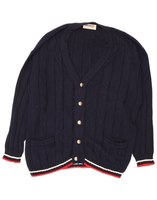 Bennett's Herre cardigan sweater IT 56 XL Navyblå stribet bomuld