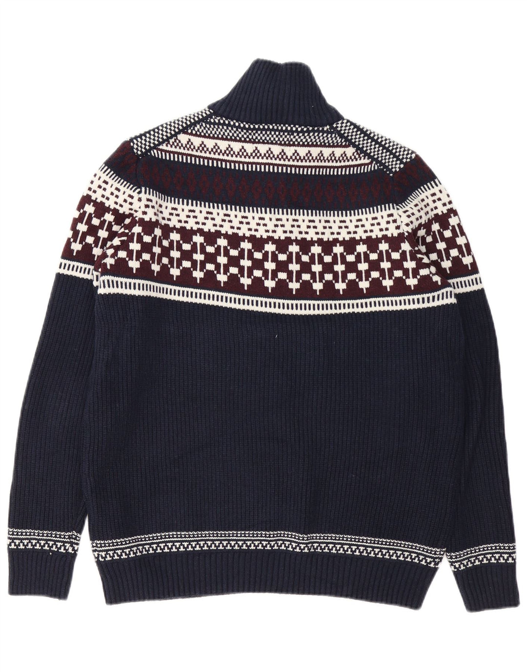 Marks & Spencer Herre sweater med lynlåshals Large Navy Blue Fair Isle