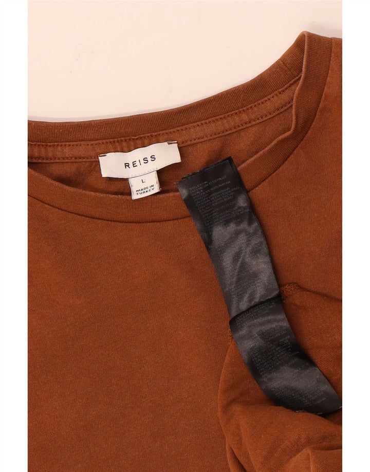 Reiss Dame T-Shirt Top Stor Brun Bomuld