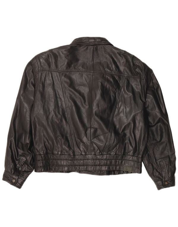 Vintage Herre Læder Biker Jacket IT 50 Large Sort