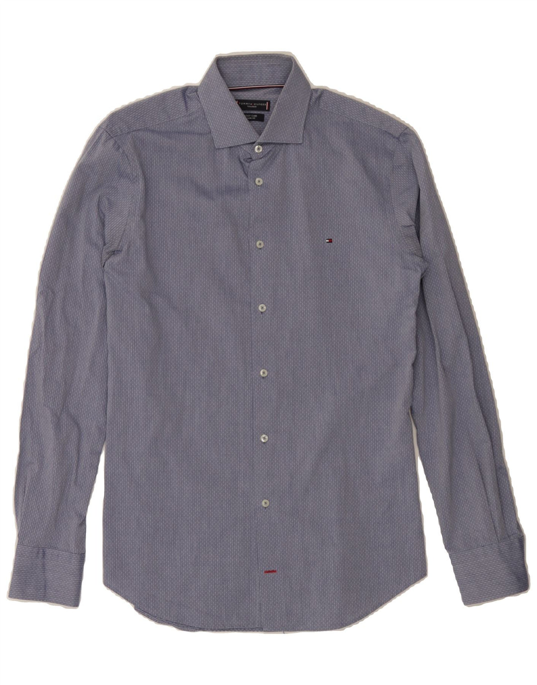 TOMMY HILFIGER Mens Easy Care Shirt Size 38 15 Medium Blue Spotted Vintage Tommy Hilfiger and Second-Hand Tommy Hilfiger from Messina Hembry 