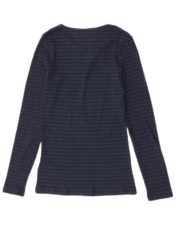Marks & Spencer Dame Top Langærmet UK 8 Small Navy Blue Striped