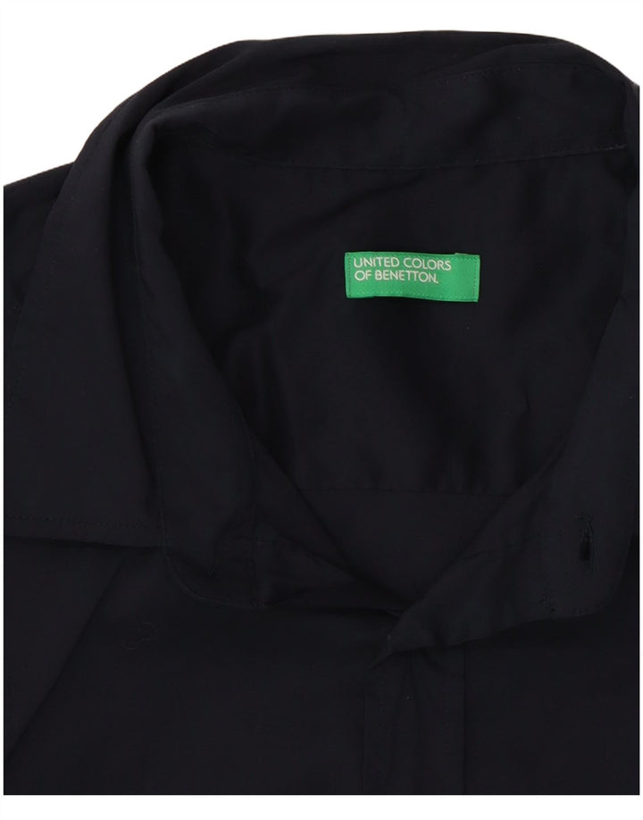 Benetton Kortærmet Herreskjorte Medium Navyblå