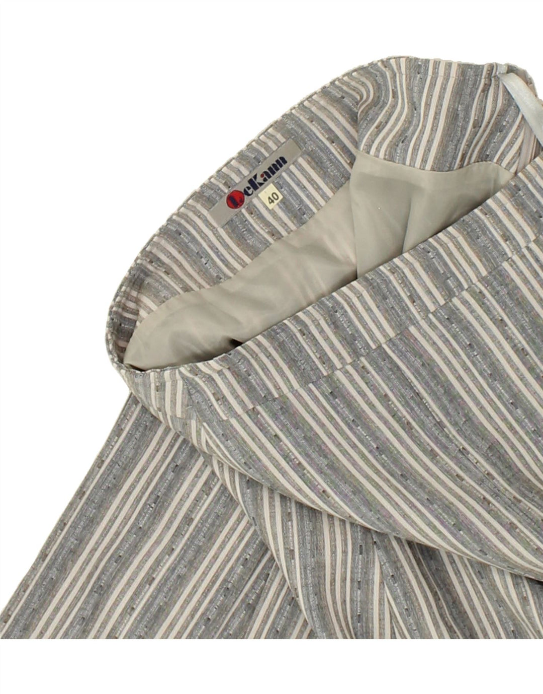VINTAGE Womens A-Line Skirt EU 40 Medium W32 Grey Striped Vintage Vintage and Second-Hand Vintage from Messina Hembry 