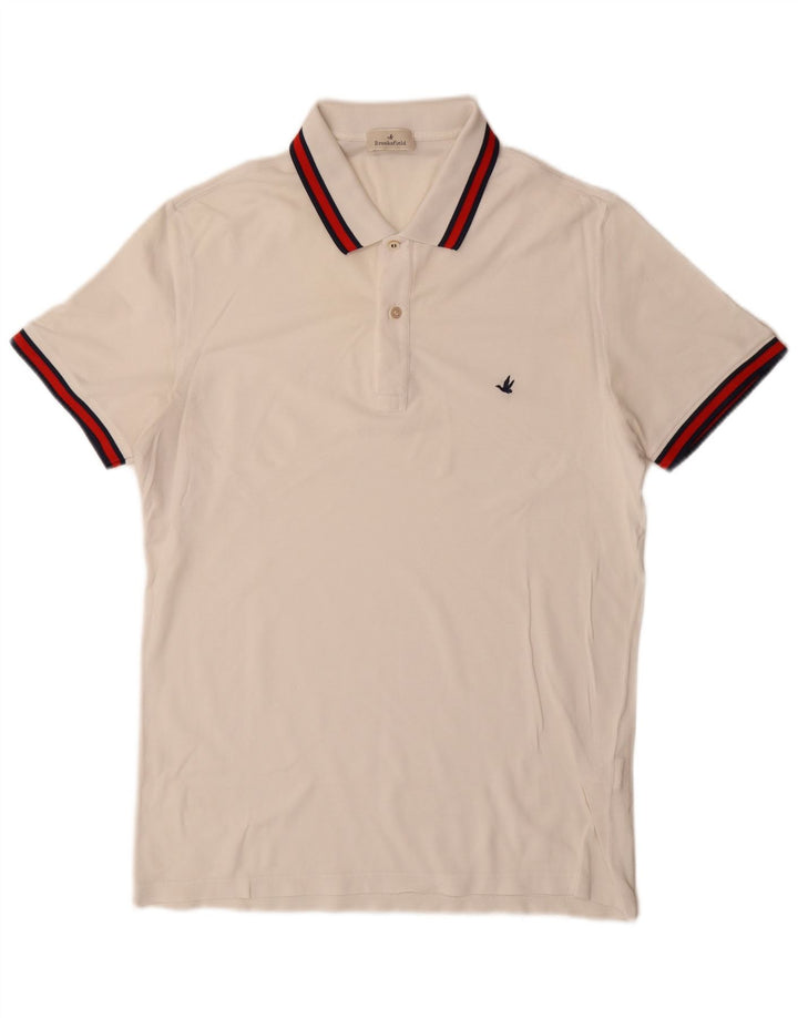 Brooksfield Poloshirt til mænd IT 52 Stor hvid bomuld