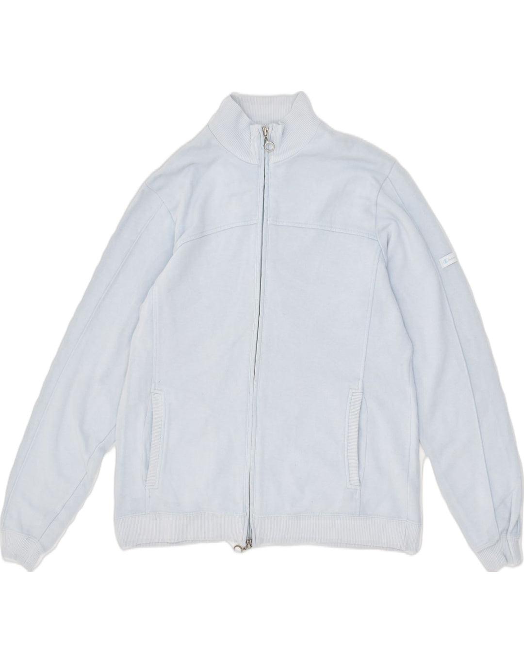 CHAMPION Womens Tracksuit Top Jacket UK 14 Medium Blue Cotton | Vintage Champion | Thrift | Second-Hand Champion | Used Clothing | Messina Hembry 