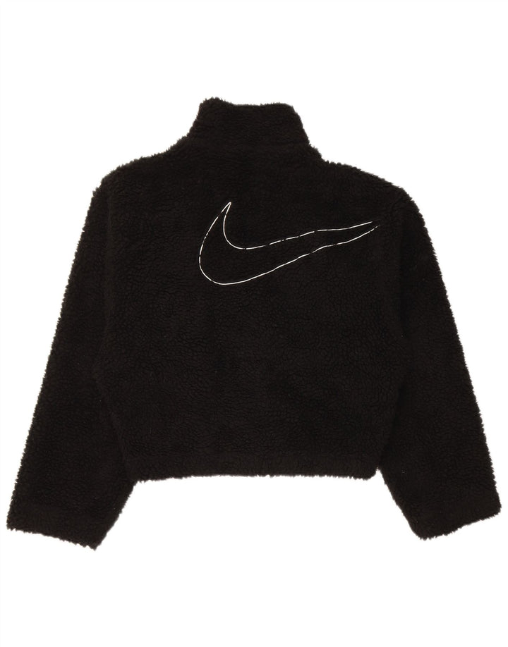 Nike Dame Grafisk Oversized Fleecejakke UK 6 XS Sort Polyester