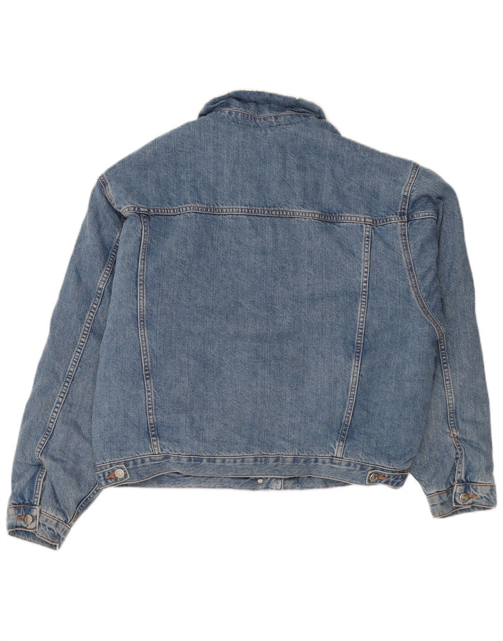 Topshop Dame Oversized Denim Sherpa Jacket UK 10 Small Blue Cotton