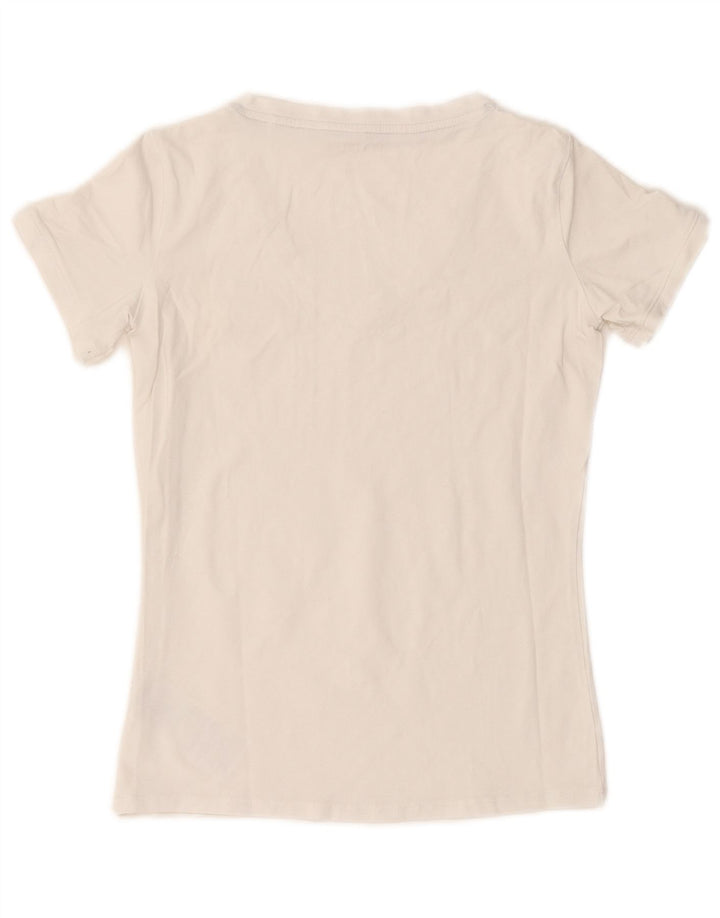 Guess Dame T-Shirt Top UK 12 Medium Hvid Bomuld