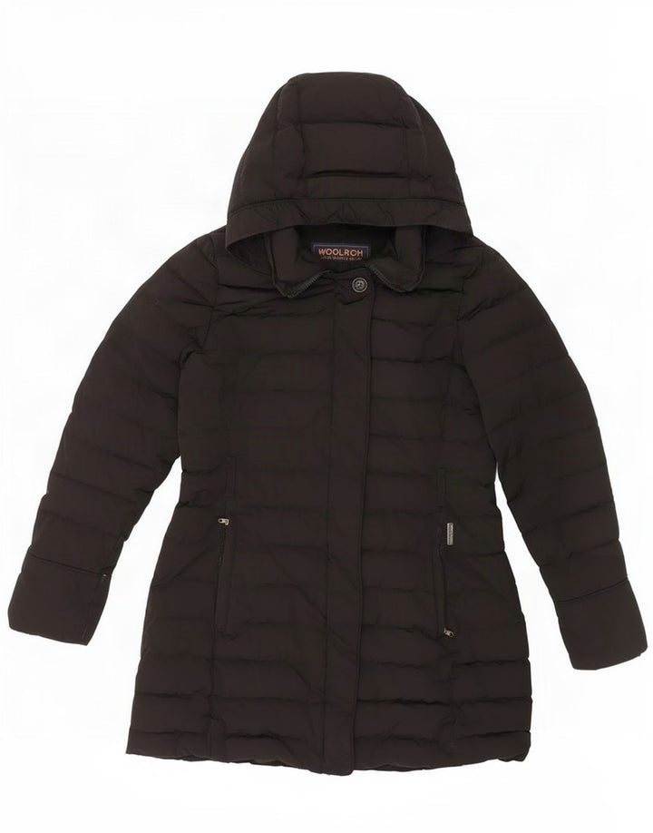 Woolrich Polstret hættejakke til kvinder UK 10 Lille sort polyester