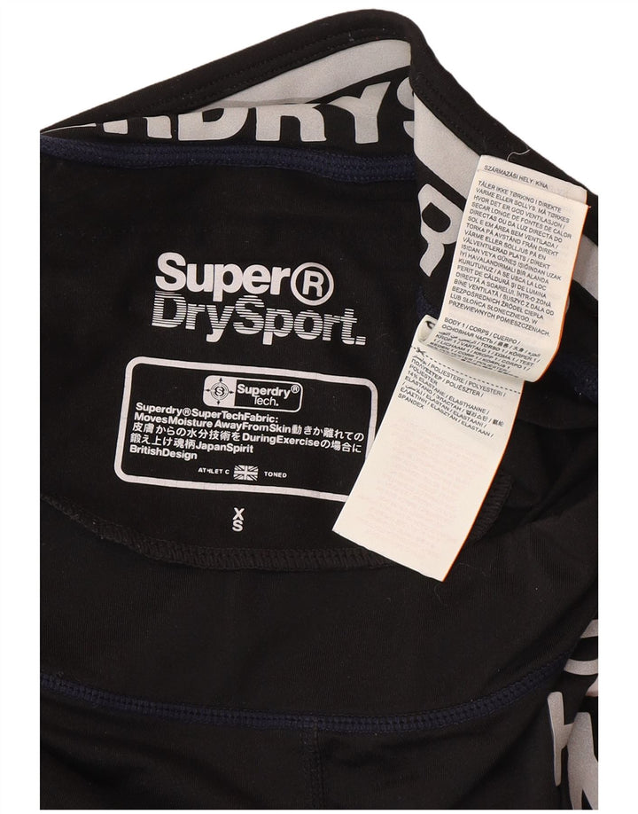 Superdry Grafiske Capri Leggings til kvinder UK 6 XS sort polyester
