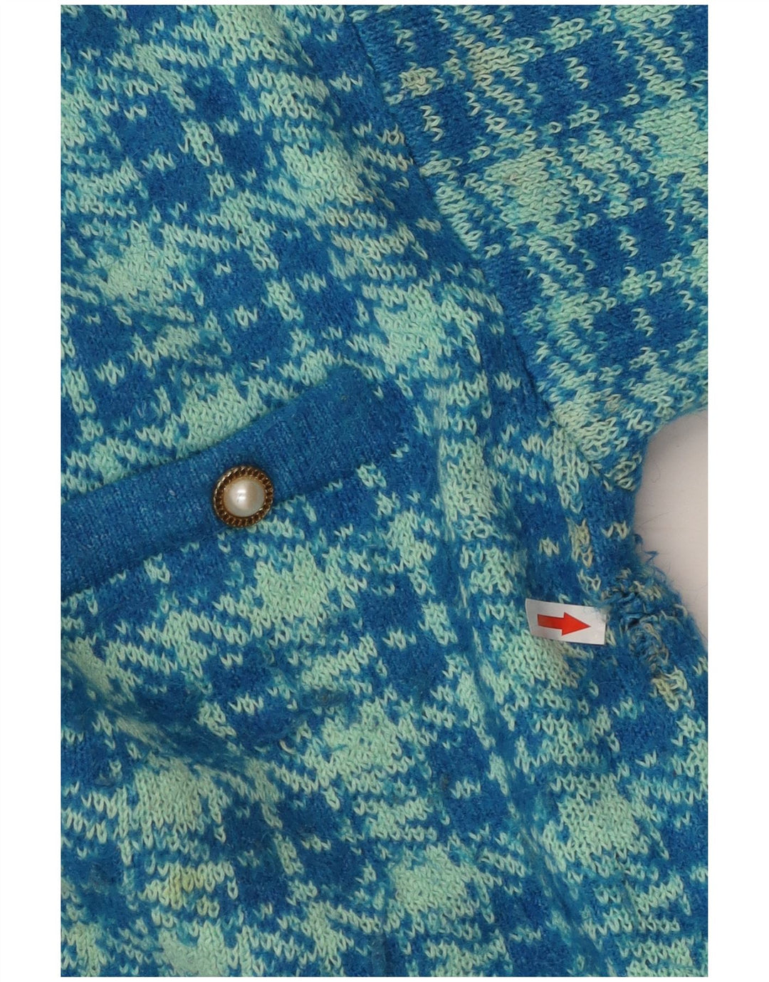 Zara oversized cardigantrøje til kvinder DK 10 Small Blue Houndstooth Bomuld