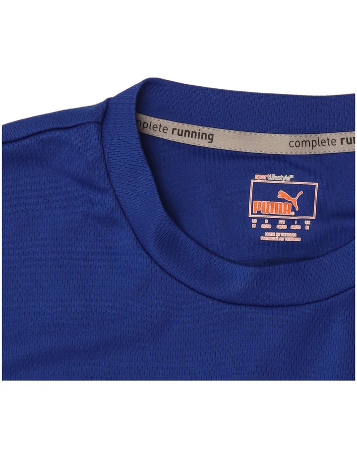Puma Running T-Shirt Top Medium Blue Colourblock