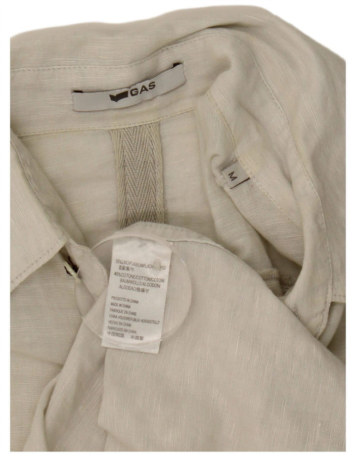 Gas Herre kortærmet skjorte medium beige hør