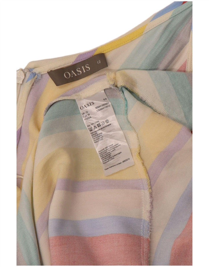 Oasis Dame Solkjole UK 12 Medium Flerfarvet Stribet Viscose