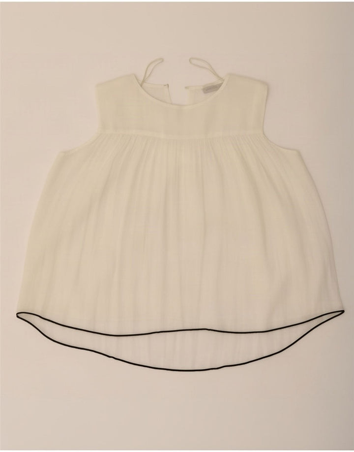 Zara Dame ærmeløs bluse Top UK 14 Medium Off White