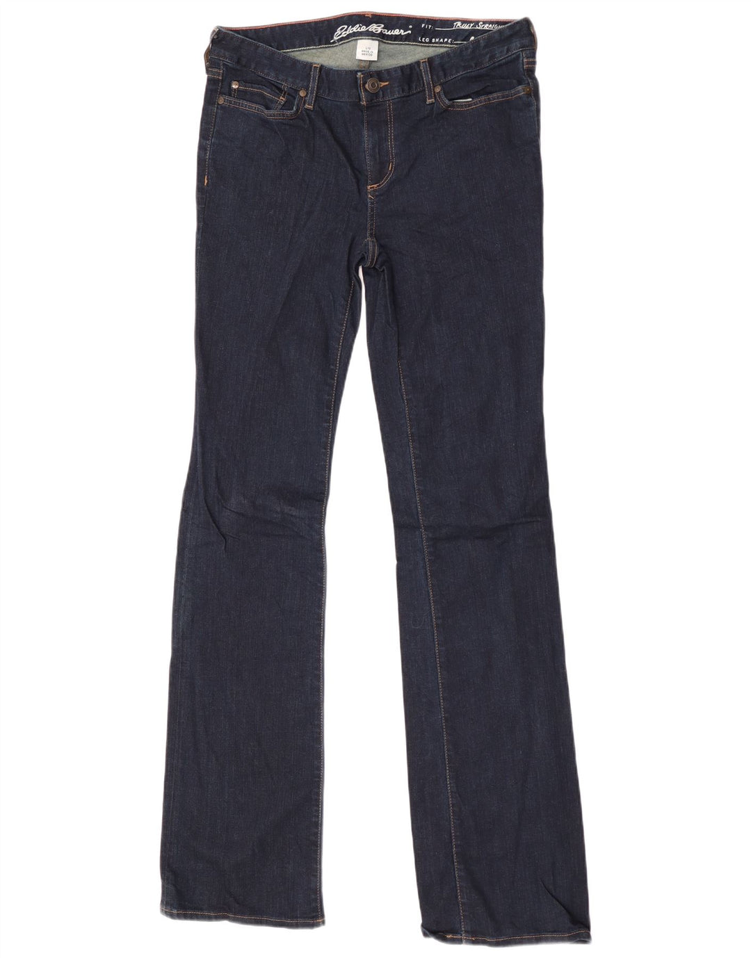 Eddie Bauer Dame Straight Bootcut Jeans US 10 Large W32 L36 Blue Cotton