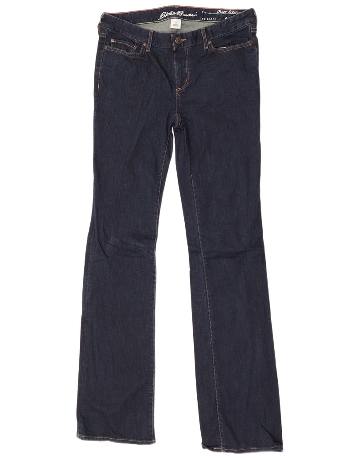 Eddie Bauer Dame Straight Bootcut Jeans US 10 Large W32 L36 Blue Cotton