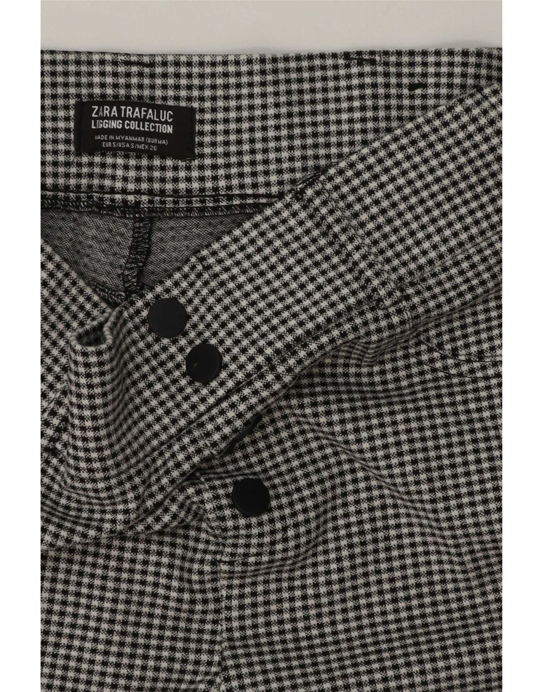 Zara Dame Trafaluc Leggings UK 8 Small Black Gingham
