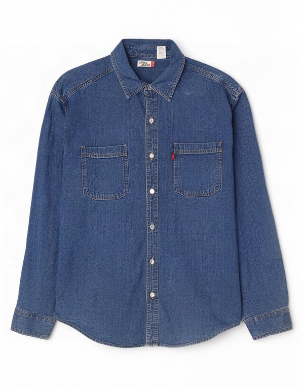 Levi's Denimskjorte til mænd, stor blå bomuld