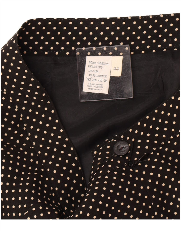 Vintage kvinders blyantnederdel IT 44 Medium W28 Sort plettet acetat