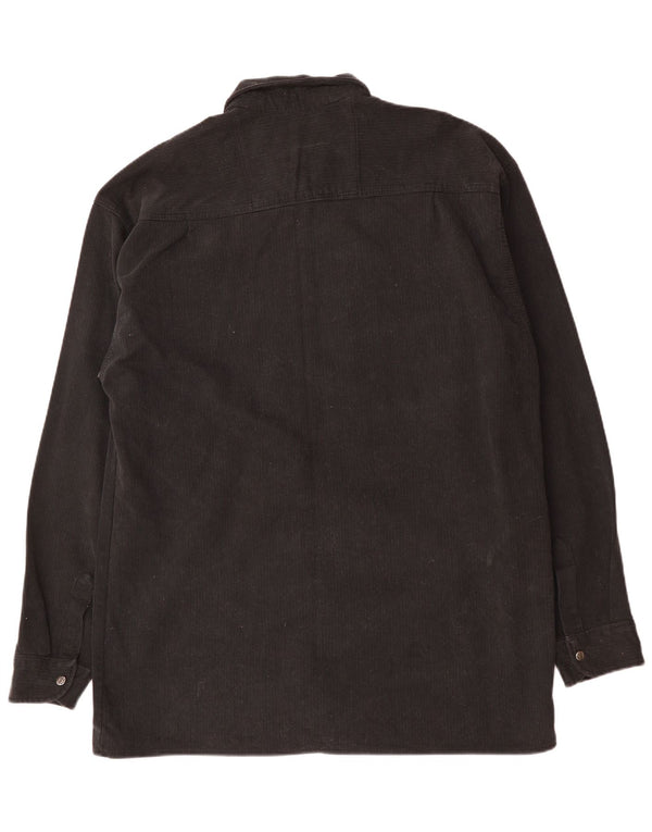 VINTAGE Herre fløjlsskjorte UK 47/48 3XL Sort bomuld