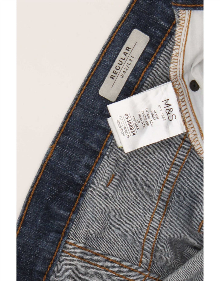 Marks & Spencer Herre Regular Straight Jeans W42 L31 Blå Bomuld