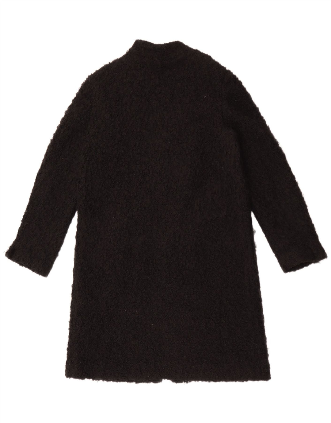 Zara Dame Teddy Åben Overfrakke UK 14 Medium Sort Akryl