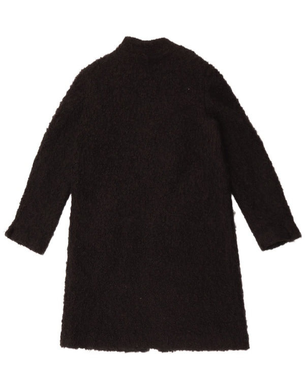 Zara Womens Teddy Open Overcoat UK 14 Medium Black Acrylic