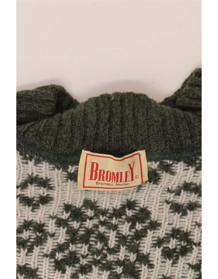 Bromley Herre Turtle Neck Jumper Sweater Large Green Fair Isle