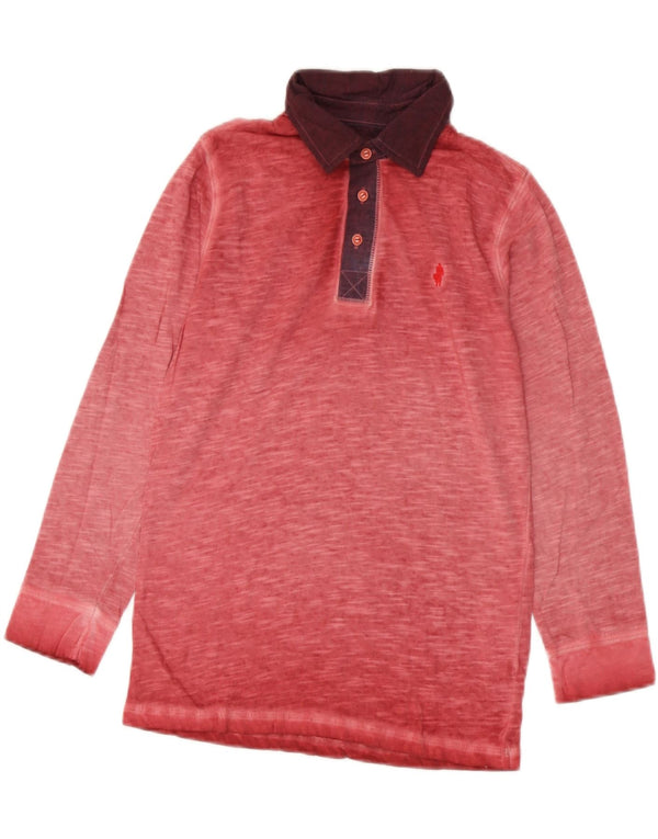 Marlboro Classics Drenge Langærmet Rugby Polo Shirt 9-10 År Rød Flecked