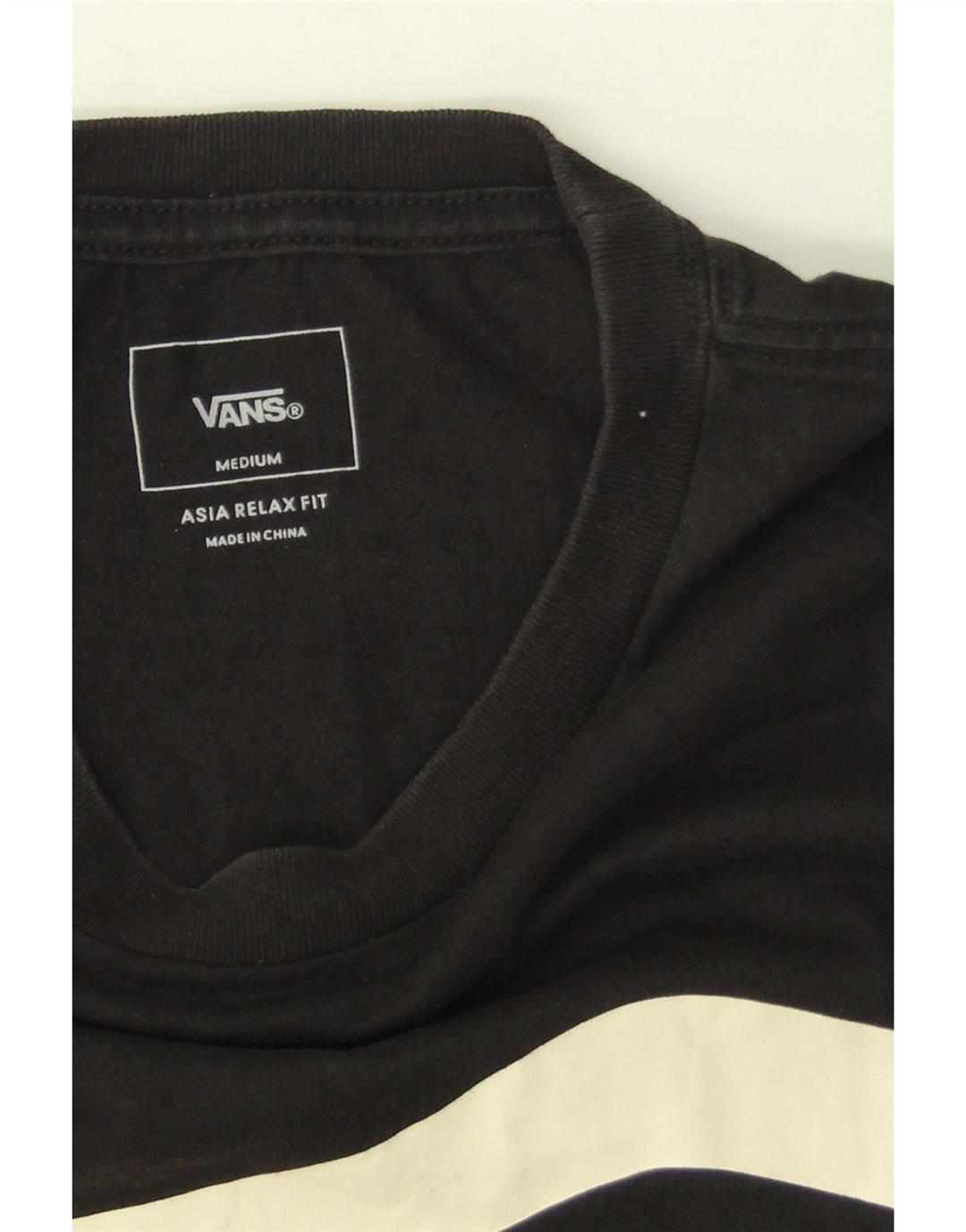 Vans Herre Relaxed Fit T-Shirt Top Medium Sort Colourblock Bomuld