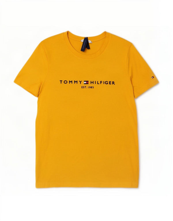 Tommy Hilfiger Dame Grafisk T-Shirt Top UK 6 XS Gul Bomuld