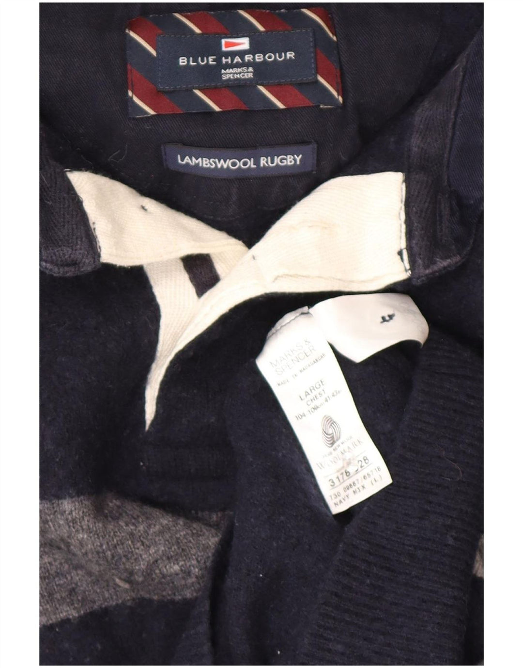 Marks & Spencer Herre Blue Harbor Polo Neck Jumper Sweater Large Navy