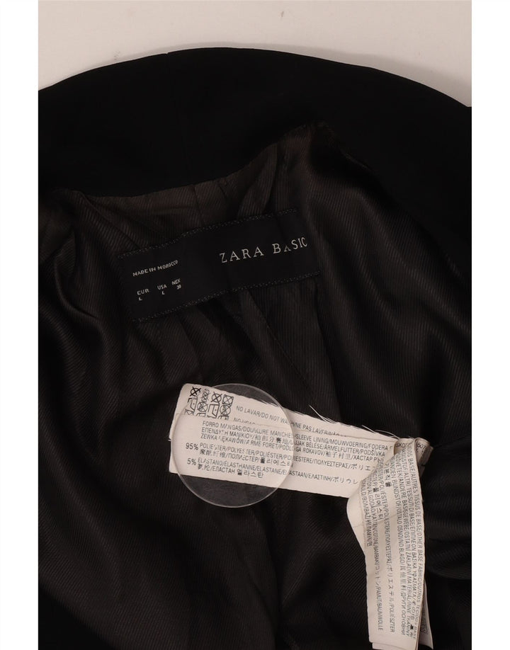 Zara Dame Asymetric Open Blazer Jacket UK 16 Large Black Polyester