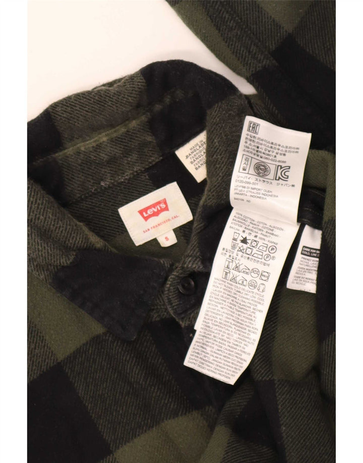 Levi's Flanelskjorte til mænd, lille grøn ternet bomuld