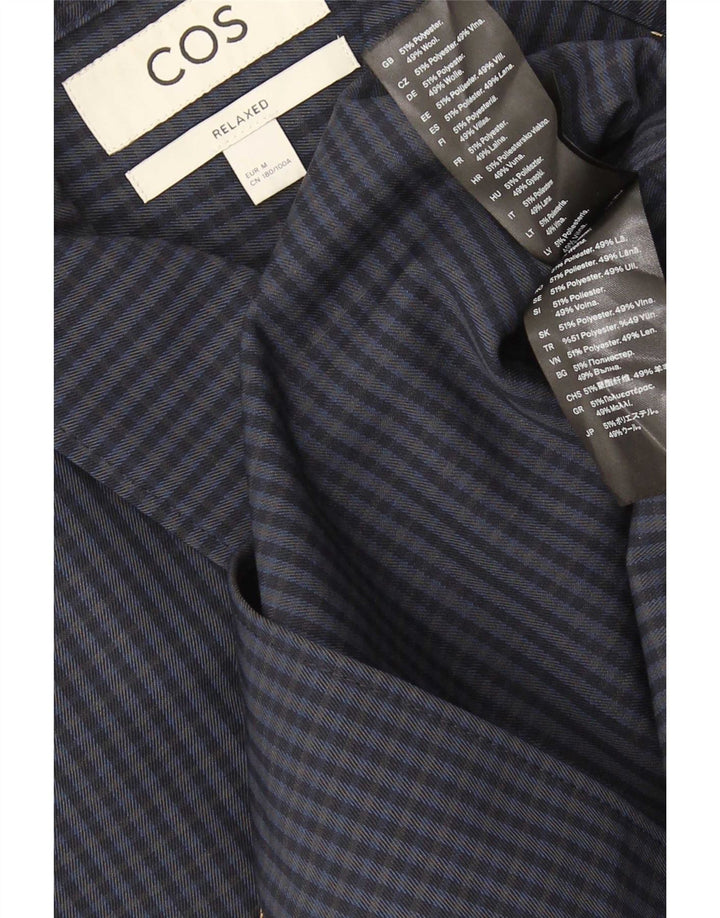 Cos Herre Relaxed Bomber Jacket UK 38 Medium Navy Blue Gingham Wool