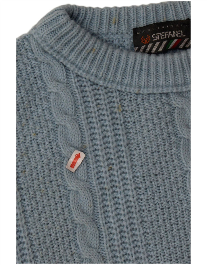 STEFANEL Dame Oversized Crew Neck Jumper Sweater UK 16 Large Blue Wool