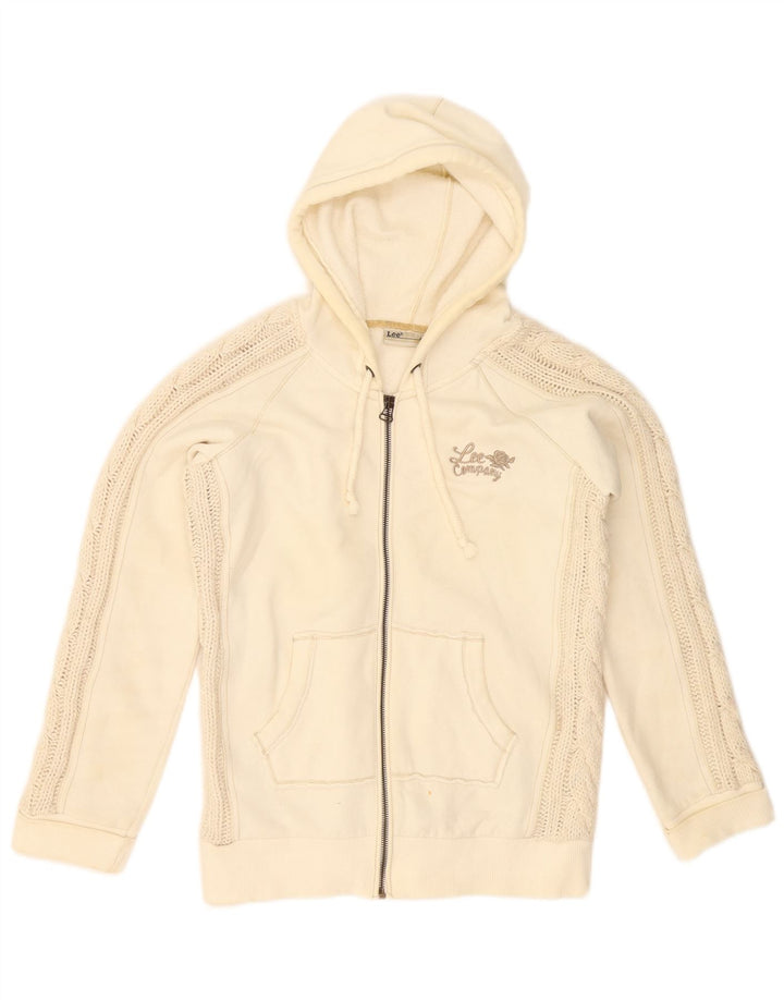Lee Dame Hættetrøje Sweater UK 14 Medium Off White Bomuld