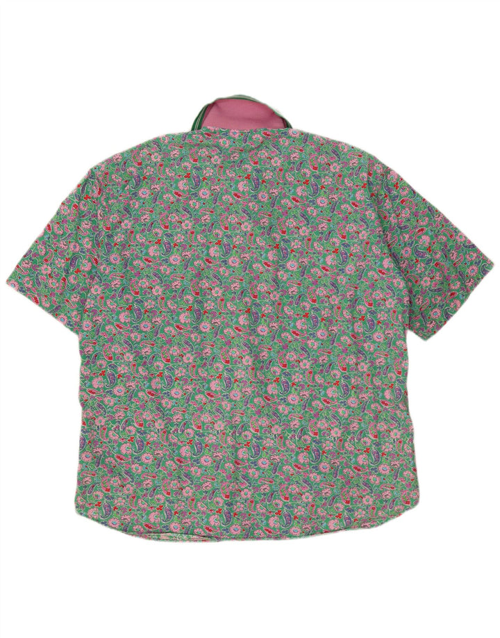 Vintage kortærmet herreskjorte Stor grøn Paisley