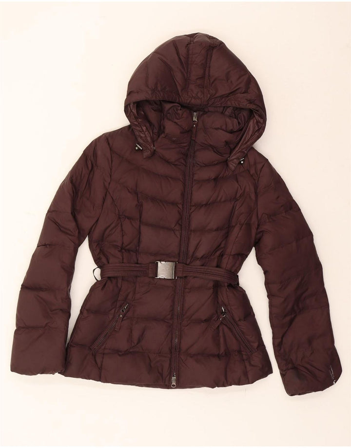 BENETTON Womens Hooded Padded Jacket IT 44 Medium Burgundy Polyamide Vintage Benetton and Second-Hand Benetton from Messina Hembry 